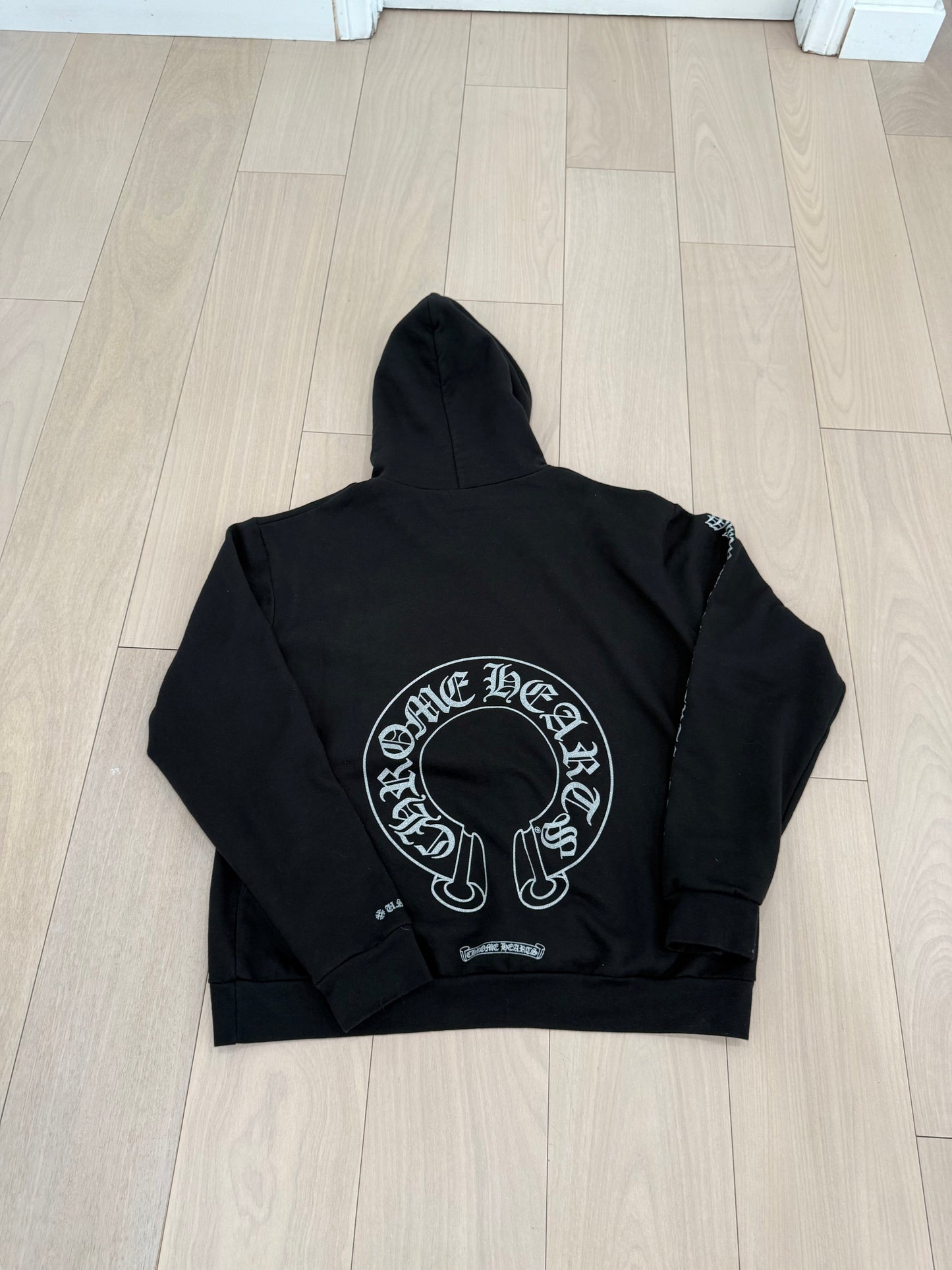 Chrome hearts silver glitter horseshoe hoodie_ used great condition