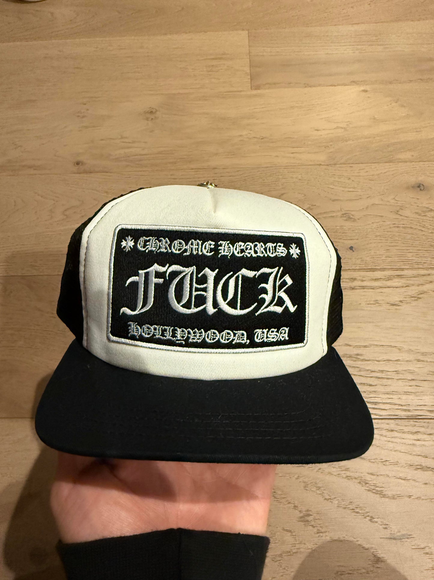 Chrome hearts black/white “fuck” trucker hat