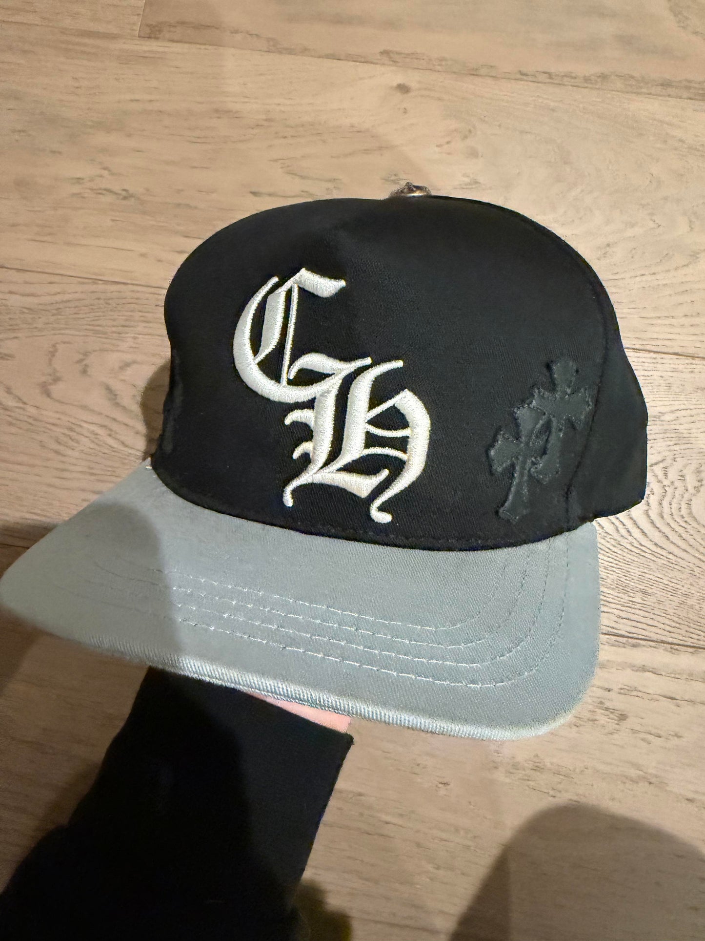 Chrome hearts black/grey cross patch hat _ used good condition