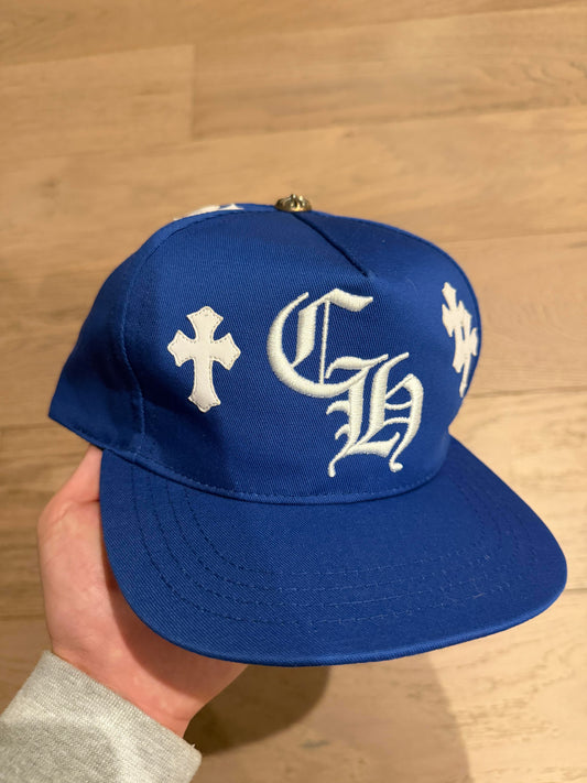 Chrome hearts blue and white cross patch hat