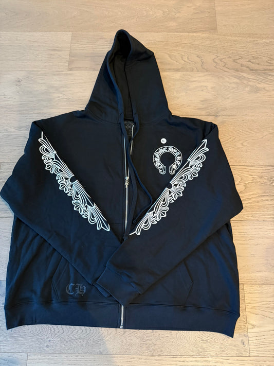 Chrome hearts floral sleeve thermal horshoe zip
