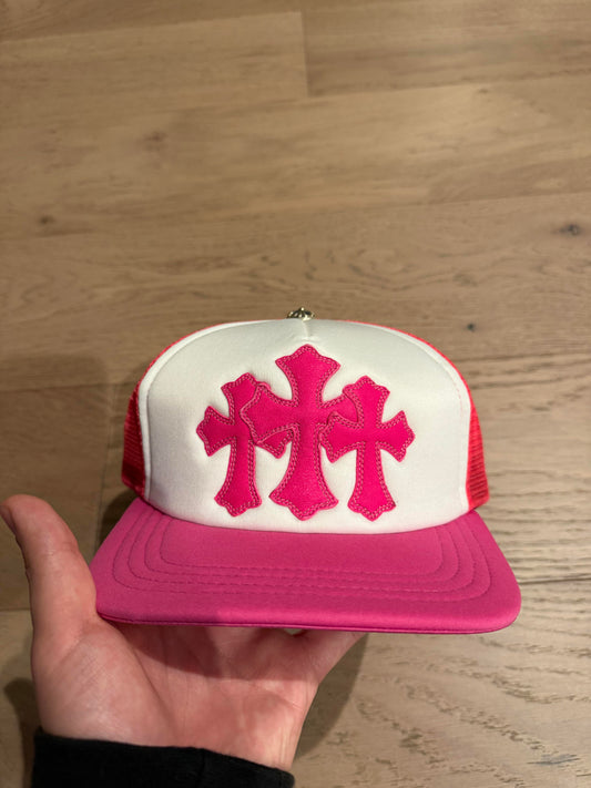 Chrome hearts pink cemetery cross patch hat