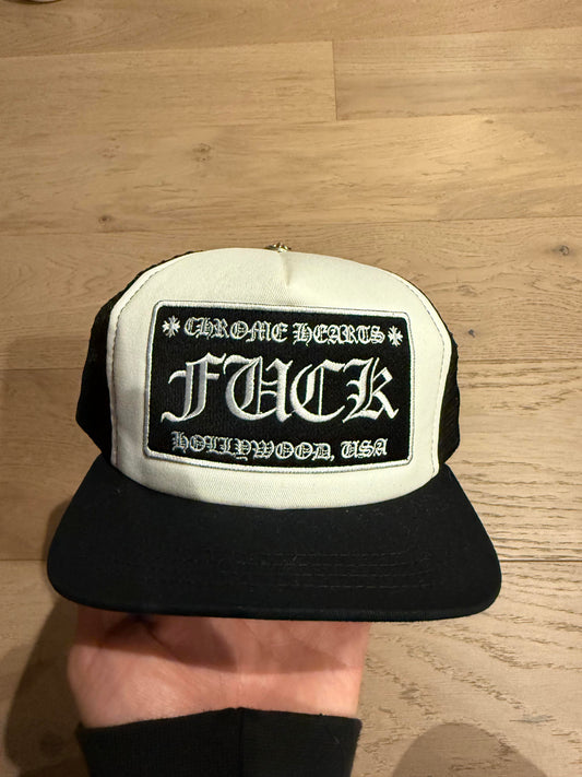 Chrome hearts black/white “fuck” trucker hat