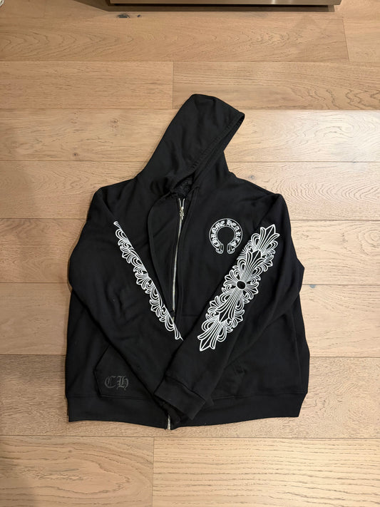 Chrome hearts floral sleeve thermal horshoe zip_ used
