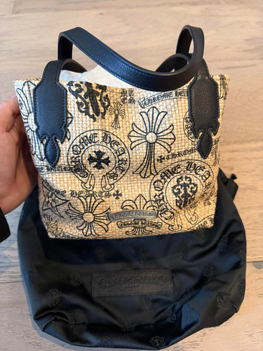 Chrome hearts mini straw beach tote bag